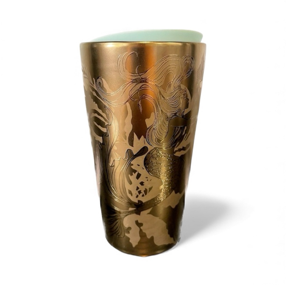 NWT Starbucks 2022 Holiday Copper Gold Metallic Siren Mermaid Ceramic Tumbler